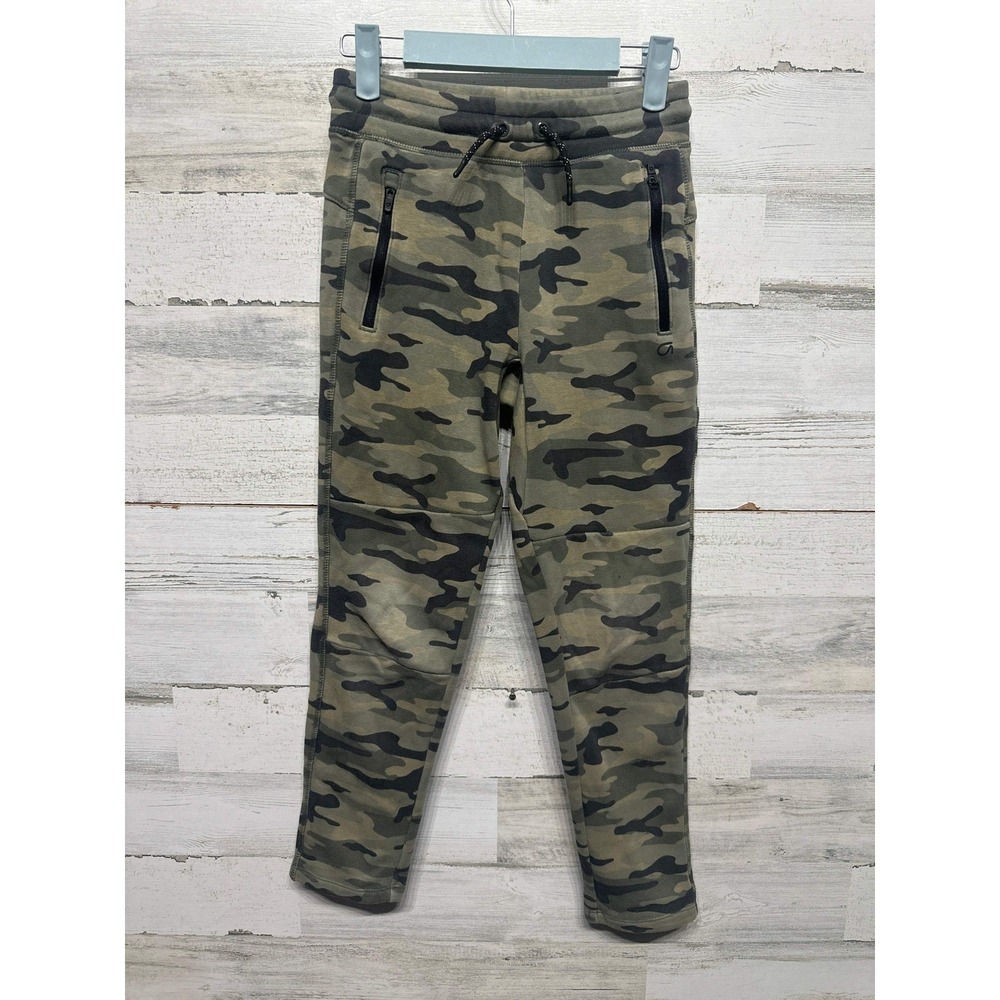 GapFit Joggers Boys 10 Green Camo Tech Fleece Zip Pockets EUC